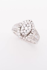 Framed Marquise Shape Cluster Diamond Ring White Gold 14k