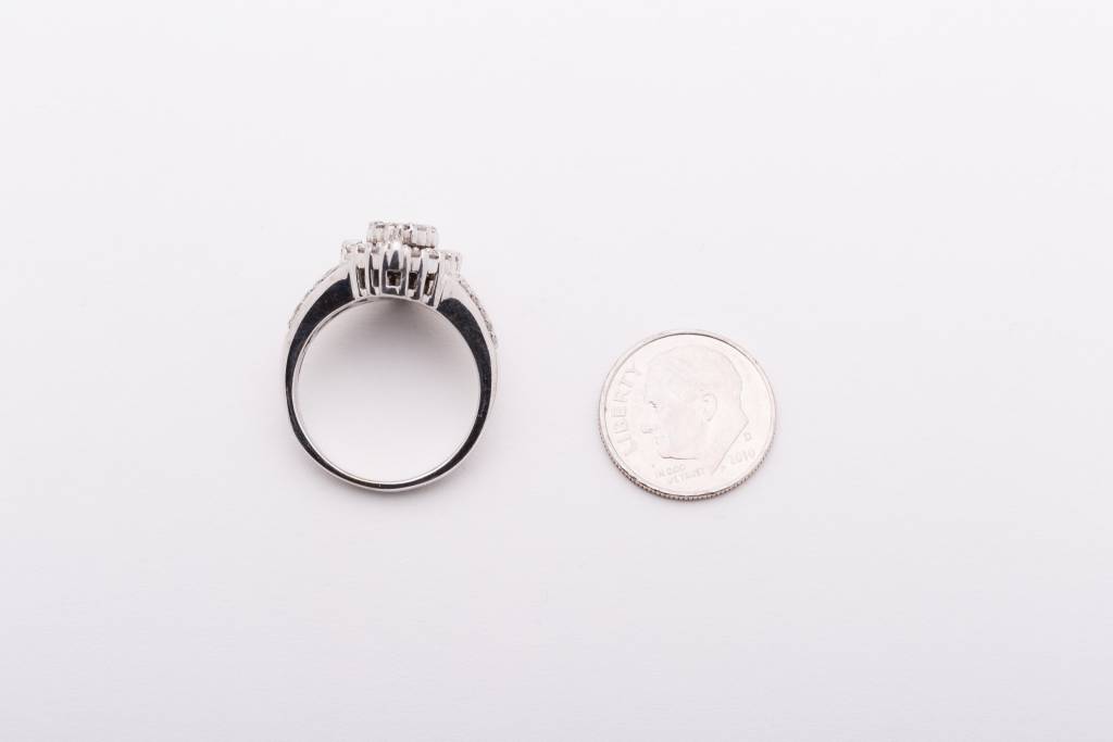 Framed Marquise Shape Cluster Diamond Ring White Gold 14k