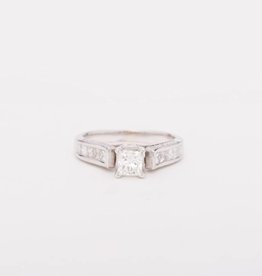 Princess Cut Diamond Ring With Accent Stones in Bezel