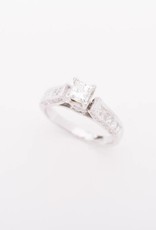 Princess Cut Diamond Ring With Accent Stones in Bezel