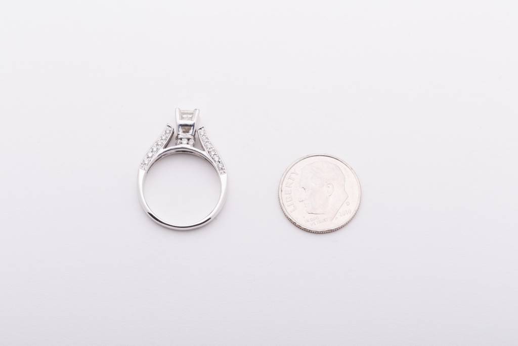 Princess Cut Diamond Ring With Accent Stones in Bezel