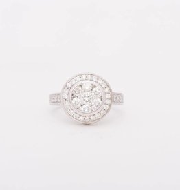 Round Framed Diamond Cluster White Gold 14k
