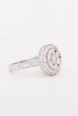 Round Framed Diamond Cluster White Gold 14k