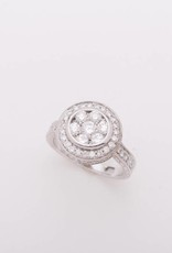Round Framed Diamond Cluster White Gold 14k