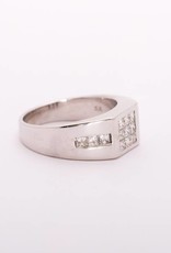 Mens Princess Cut Square Diamond Ring White Gold 14k