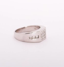 Mens Princess Cut Square Diamond Ring White Gold 14k