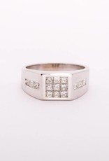 Mens Princess Cut Square Diamond Ring White Gold 14k