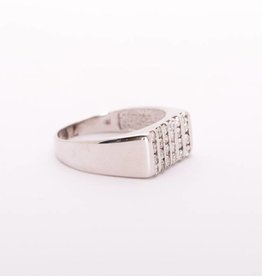 Mens 6 Bar Diamond Ring White Gold 14k