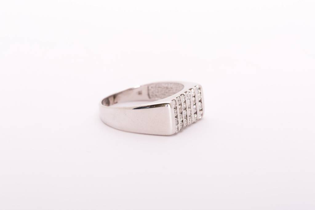 Mens 6 Bar Diamond Ring White Gold 14k