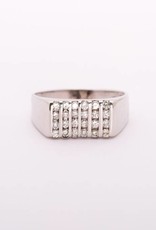 Mens 6 Bar Diamond Ring White Gold 14k