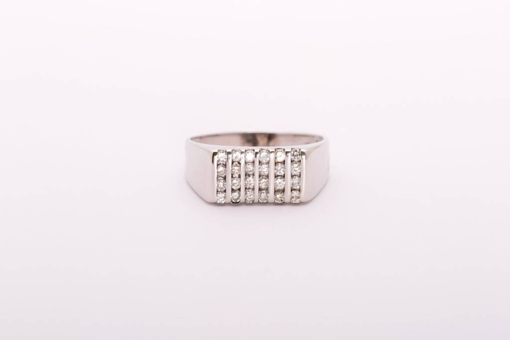 Mens 6 Bar Diamond Ring White Gold 14k