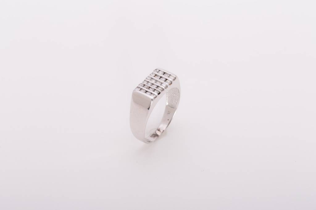 Mens 6 Bar Diamond Ring White Gold 14k