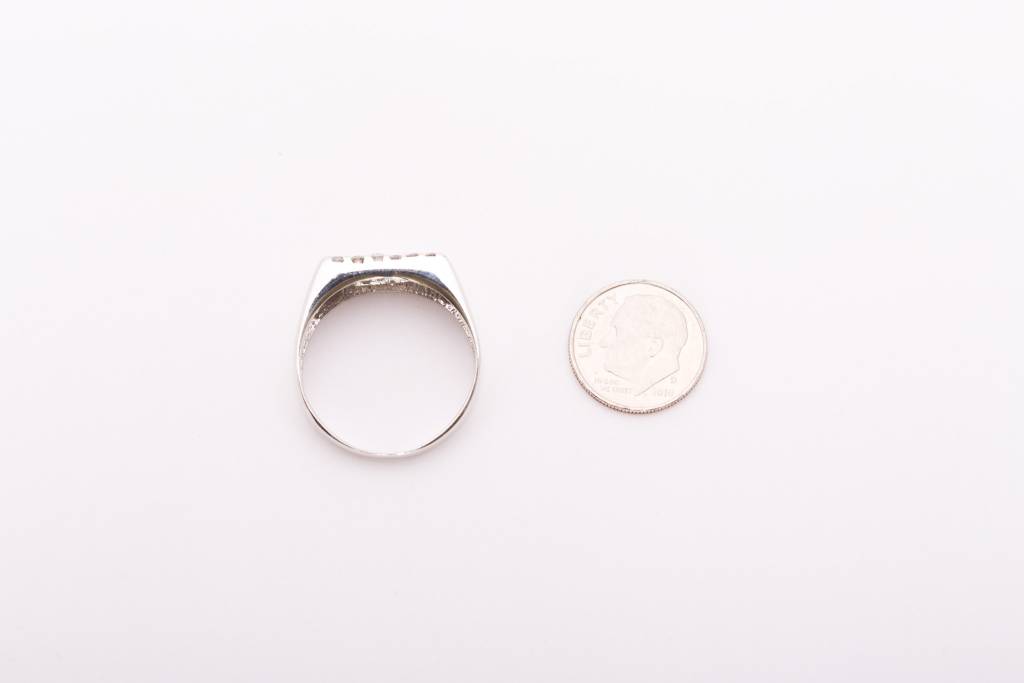 Mens 6 Bar Diamond Ring White Gold 14k