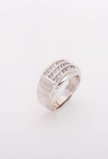 Mens 3 Channel Diamond Ring White Gold 10k