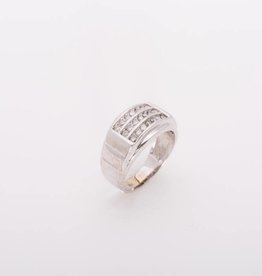 Mens 3 Channel Diamond Ring White Gold 10k