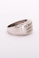 Mens 3 Channel Diamond Ring White Gold 10k