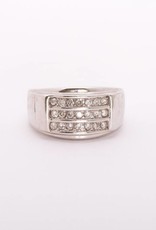 Mens 3 Channel Diamond Ring White Gold 10k
