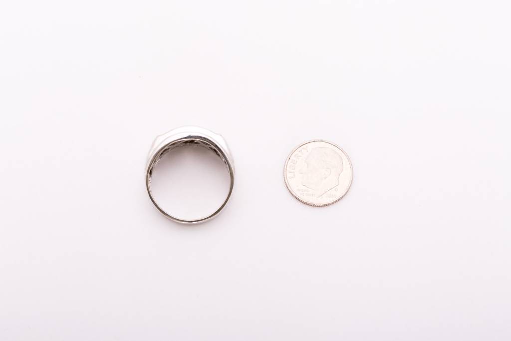 Mens 3 Channel Diamond Ring White Gold 10k