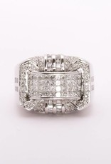 Mens Framed Pave Diamond Ring White Gold 14k