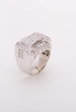 Mens Framed Pave Diamond Ring White Gold 14k