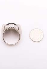 Mens Framed Pave Diamond Ring White Gold 14k
