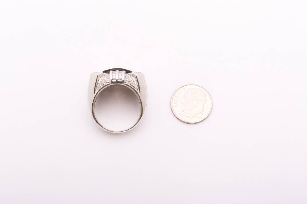 Mens Framed Pave Diamond Ring White Gold 14k