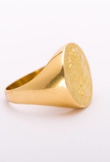 Mens Greek Coin Ring Yellow Gold 18k