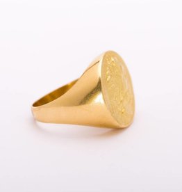 Mens Greek Coin Ring Yellow Gold 18k