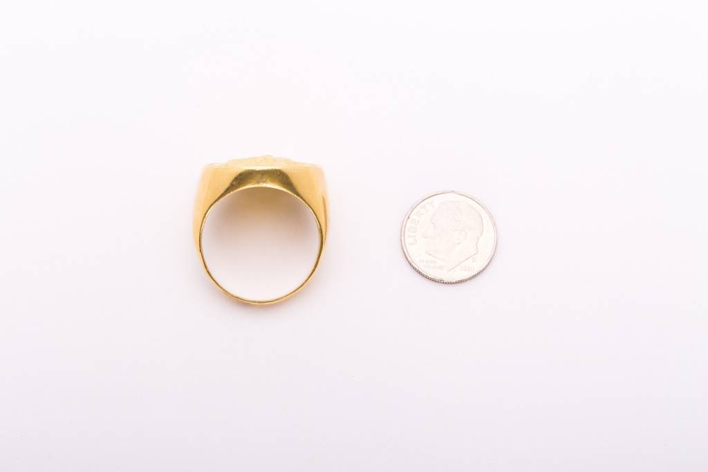 Mens Greek Coin Ring Yellow Gold 18k