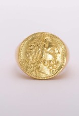 Mens Greek Coin Ring Yellow Gold 18k