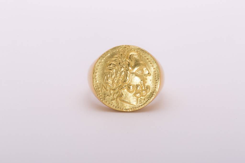Mens Greek Coin Ring Yellow Gold 18k