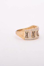 Antique Style Black and Clear Diamond Ring Yellow Gold 14k