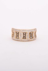 Antique Style Black and Clear Diamond Ring Yellow Gold 14k
