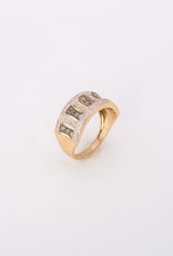 Antique Style Black and Clear Diamond Ring Yellow Gold 14k