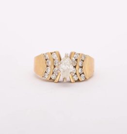 Framed Marquise Diamond Ring Yellow Gold 14k