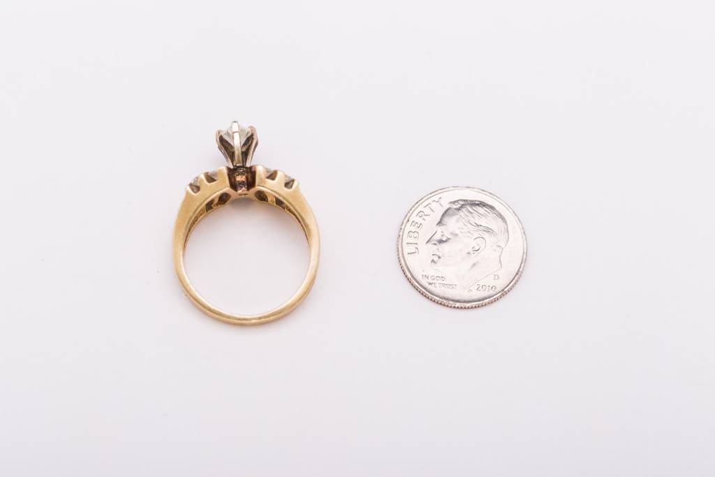 Framed Marquise Diamond Ring Yellow Gold 14k