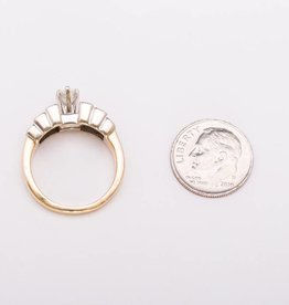 Marquise Diamond 2 Row Engagement Ring Yellow Gold 14k