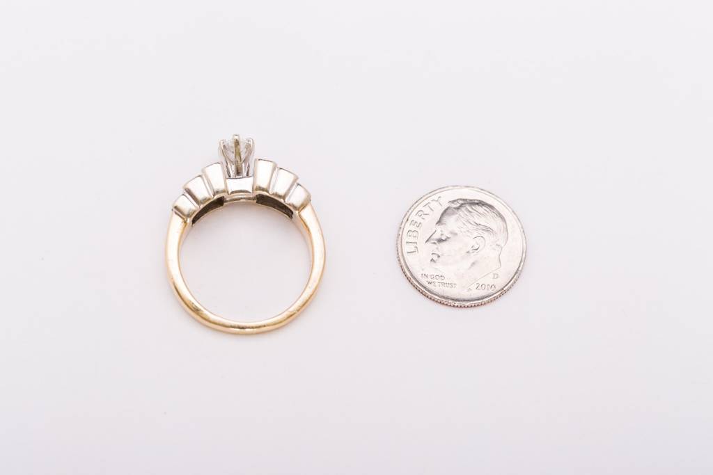 Marquise Diamond 2 Row Engagement Ring Yellow Gold 14k