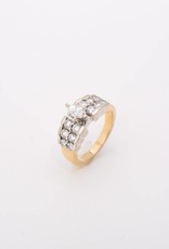 Marquise Diamond 2 Row Engagement Ring Yellow Gold 14k