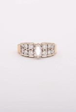Marquise Diamond 2 Row Engagement Ring Yellow Gold 14k