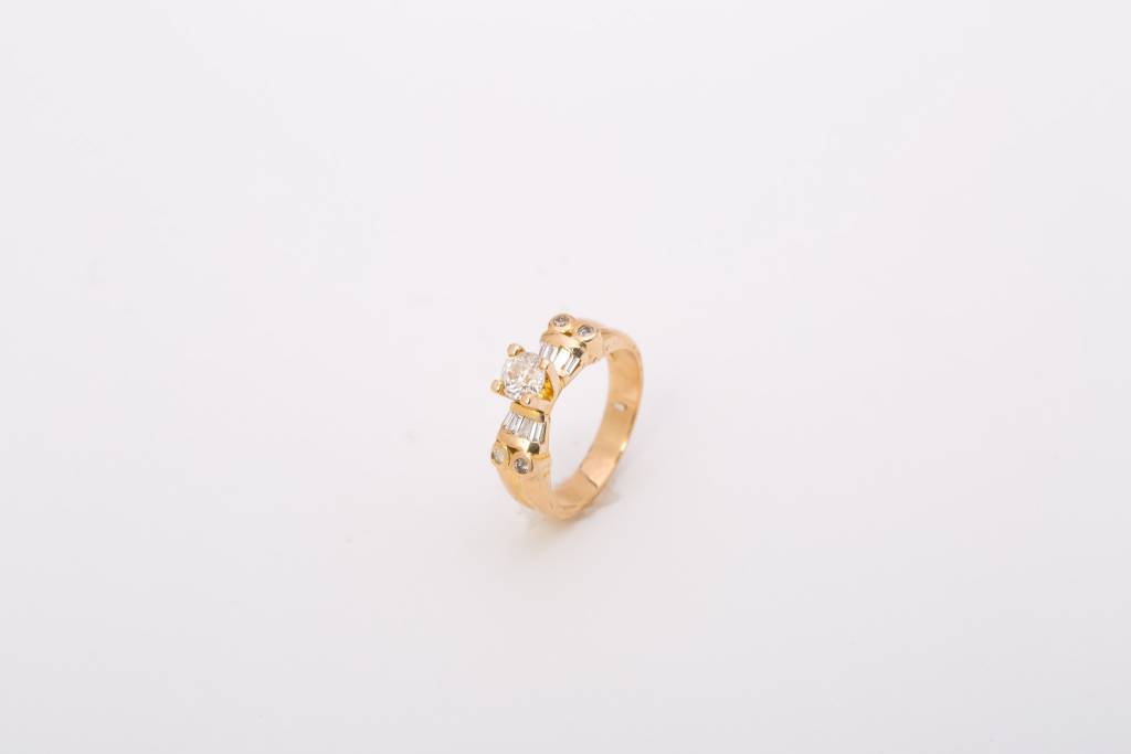 Floating Diamond Ring With Accent Stones