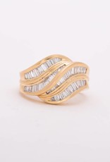 Baguette Wave Ring Yellow Gold 14k