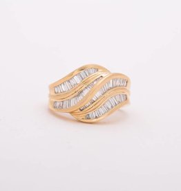 Baguette Wave Ring Yellow Gold 14k