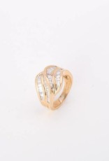 Baguette Wave Ring Yellow Gold 14k
