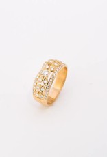 Vintage Style Leaf Diamond Band Yellow Gold 14k