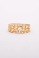 Vintage Style Leaf Diamond Band Yellow Gold 14k