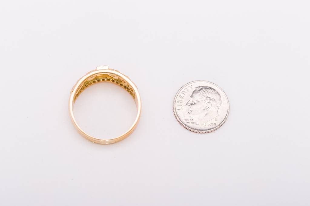 Vintage Style Leaf Diamond Band Yellow Gold 14k