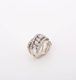 Marquise Diamond Bypass Ring White Gold 14k