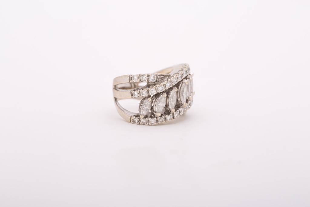 Marquise Diamond Bypass Ring White Gold 14k