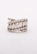 Marquise Diamond Bypass Ring White Gold 14k